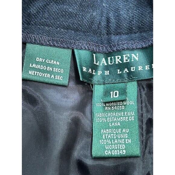Lauren Ralph Lauren Worsted Wool Dress Pants Trousers Pleated Front Blue Size 10 - Picture 9 of 10